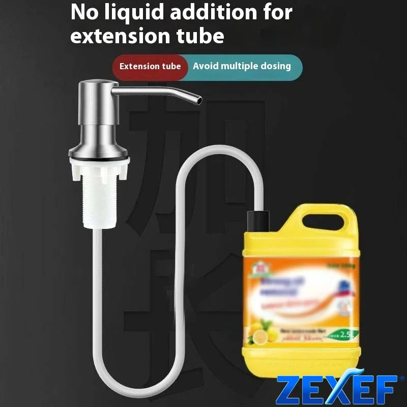 ZEXEF Home อุปกรณ์เสริมห้องครัวเครื่องจ่ายผงซักฟอกหินอ่อนสีดําสบู่สําหรับอ่างล้างจานปั๊มสแตนเลสความดันของเหลวฮาร์ดแวร์มือ 1