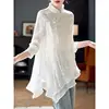 Spring Autumn New Fashion Stand Collar Long Sleeve Pullovers Women's Clothing Aesthetic Loose Female Clothes Printed Women Blous