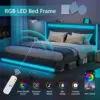 Queen Bed Frame with Adjustable Headboard & LED Lights, Upholstered Platform Bed Frame Queen Size with Type-C, Dark Grey 3