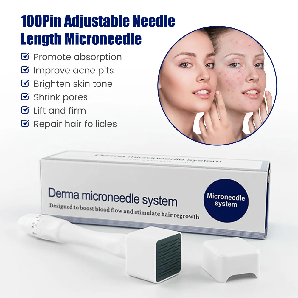 Derma Stamp Scalp Massager Adjustable Titanium Needle Infusion System 140/100 Pins Micro Needles Skin Rejuvenation Tool