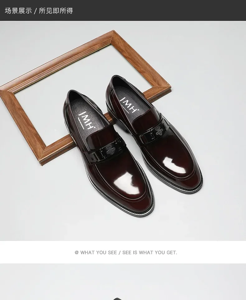 New Business Dress Men's Shoes Premium Leather Glossy Casual Loafers 6