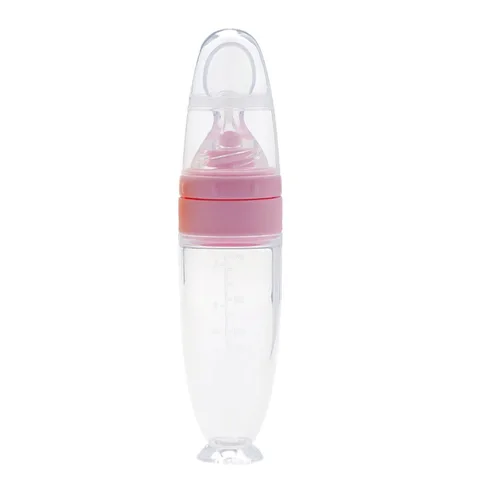 Feeding Spoon Bottle Silicone Food Supplement Children Rice Paste Cute Soft Non-slip for Boy Girl Kid Food Container