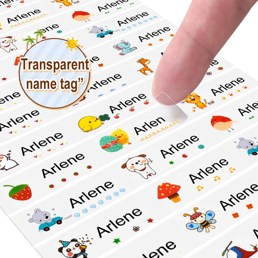 Name Transparent Stickers Waterproof Office Supplies Labels School Stationery Bottles Lunch box Toys Small Sizes