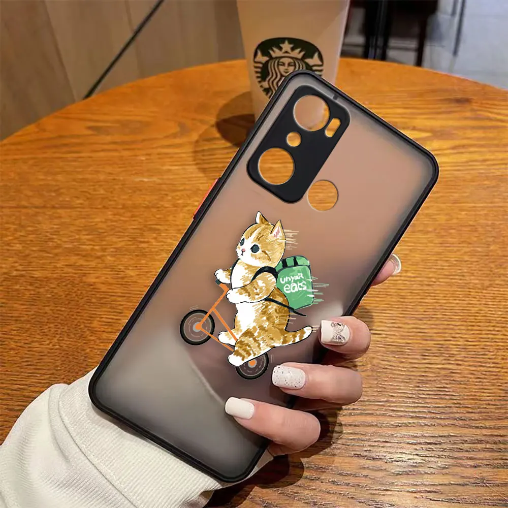 thumbnail image 1 of Matte Case for infinix HOT 20I 12 12I 11 11S 10 10I 10S PLAY 9 Pro POVA 3 CAMON 15 17P Case Funda Cute Cat Cartoon Illustration, 1 of 5