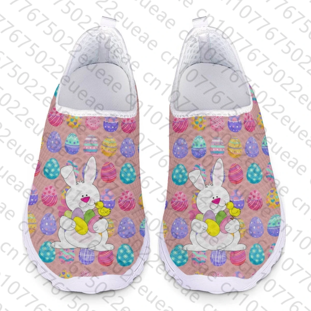 

Colorful Egg Bunny Print Summer Mesh Flats Easter Gifts Lightweight Breathable Sneakers Comfortable Casual Shoes Chaussure Femme