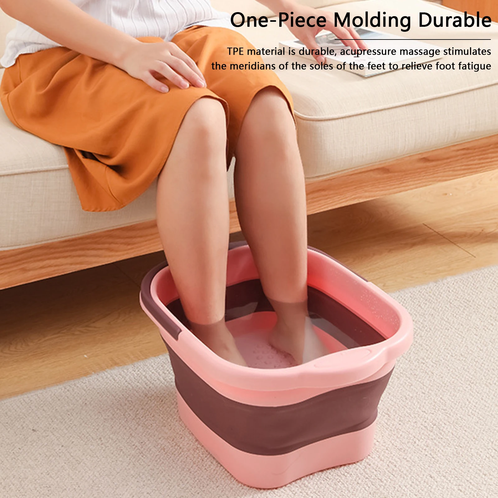 Foot Soaking Bath Basin Collapsible Soak Basin Feet Spa Massage Bucket With Handle Pedicure Foot Spa For Feet Stress Relief