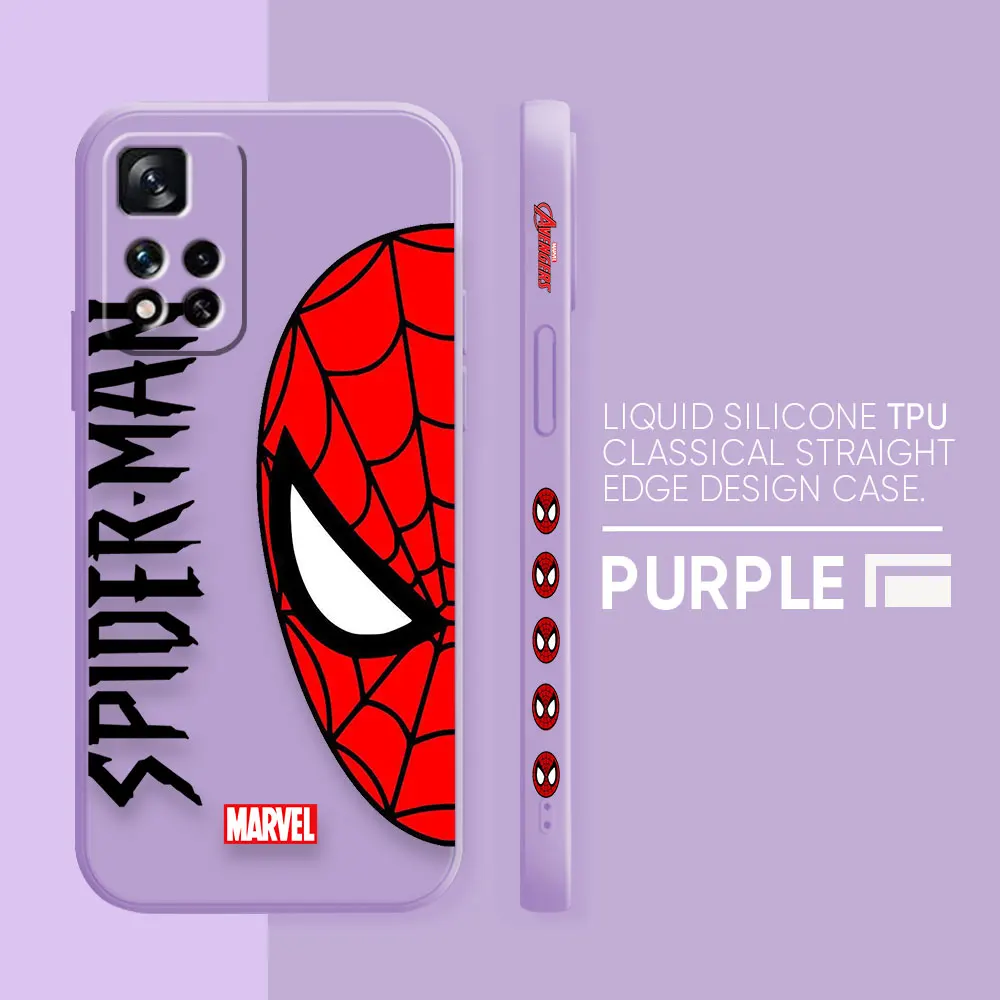 thumbnail image 1 of Case For Redmi Note 12 11 11T 11R 11E 9 9S 8 7 7S PRO PLUS 4G 5G Simple Liquid silicone Case Marvel's Spider-Man Spider Face, 1 of 5