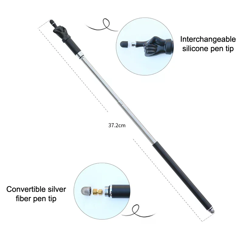 Puntatore didattico Asta telescopica Bastone didattico per dito Stilo per penna per schermo Bastoncini per lettura dito Forniture per ufficio scolastico - immagine 3