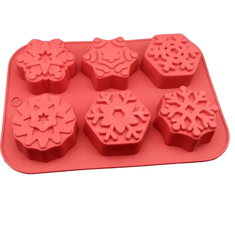6 Cavity Snowflake Shape Silicone Mold for Making Soaps 3D Plain Soap Mold DIY Handmade Soap Cake Cookies Mould Soaps Making
