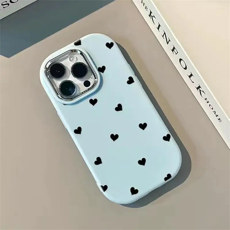 Love Heart Plating Metal Lens Case Cover