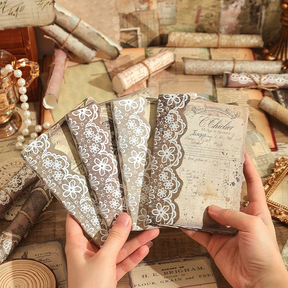 6 fogli Vintage pizzo materiale carta Scrapbooking creativà adesivo decorativo diario fai da te Album materiale Scrapbooking  15