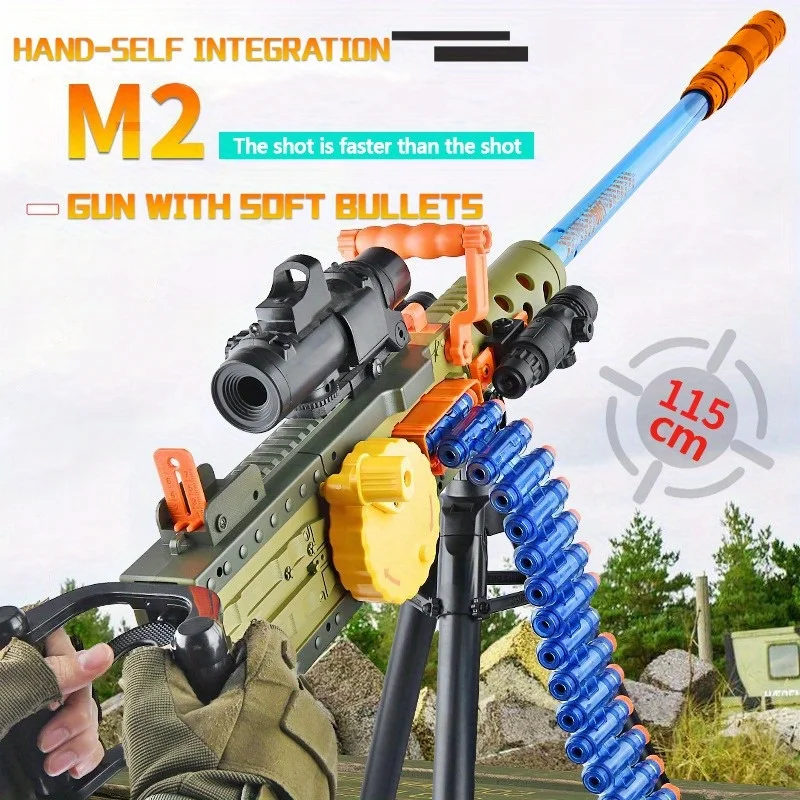 M2 Heavy Machine Gun Toy, Manual/electric Function, Simulation Soft Bullet Gun, Outdoor Shooting Toy 3