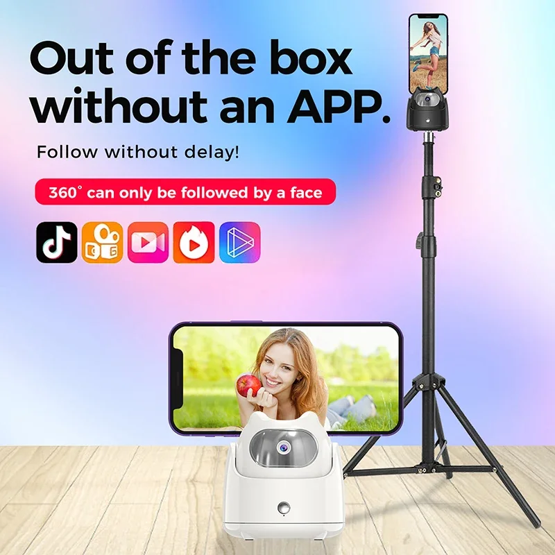 

New 360° AI Intelligent Auto Face Tracking Phone Holder Stand Stabilizer Gimbal For Video Shooting Kitchen Video Call Watching