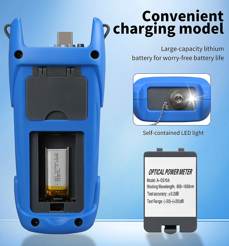 Rechargeable A-C710A/C510A High Quality OPM Optical Power Meter -70~+10dBm/ -50