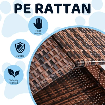 Wicker Dog House, Elevated Rattan Dog Bed with Canopy and Washable Cushion Cover, Indoor Outdoor Raised Pet House 2