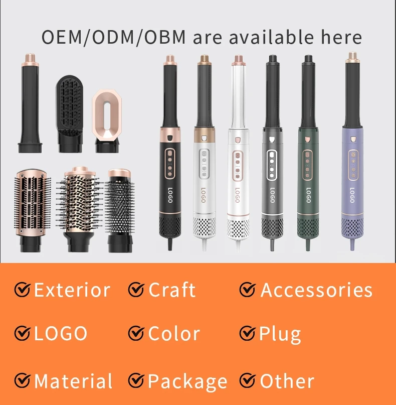 New Portable  Metal Ionic High Speed Hair Dryer 5 in1 Curling Iron Ling Multi Hair Stylers Hairdryer 5