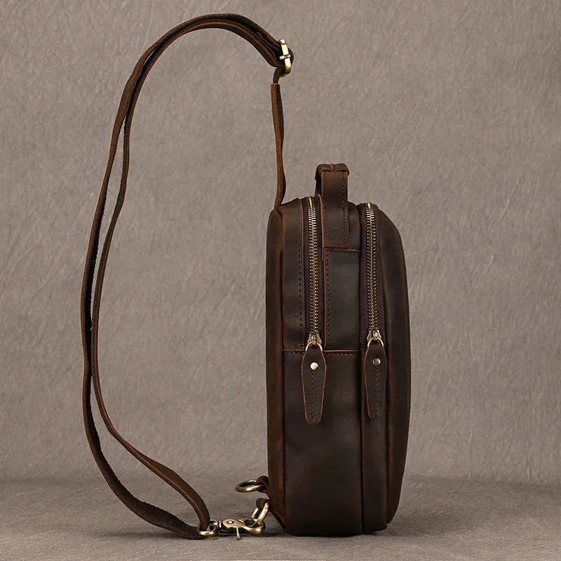 Genuine Leather Crossbody Chest Bag for Men
