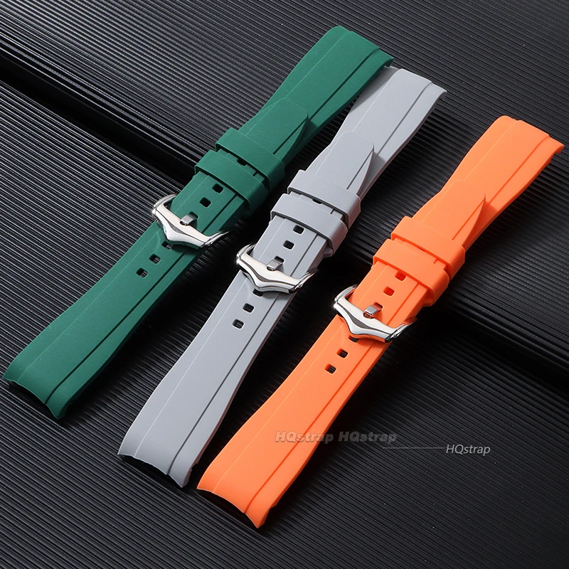 Curved End Silicone Diving Watch Band - Premium Rubber Strap for Water Sports (20mm/22mm)
