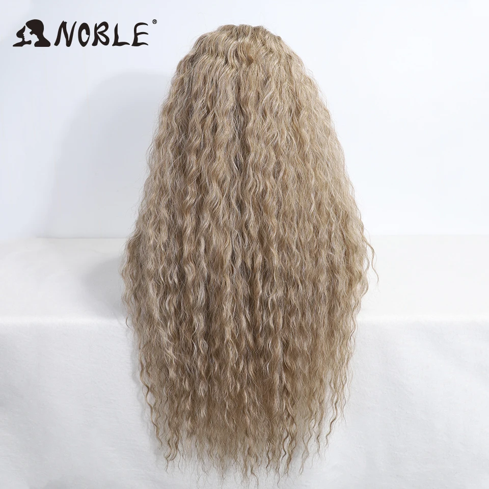 Noble Lace Front Wig Cosplay Curly Wig 30 Inch Lace Part Baby Hair For Women Blonde Synthetic Front
