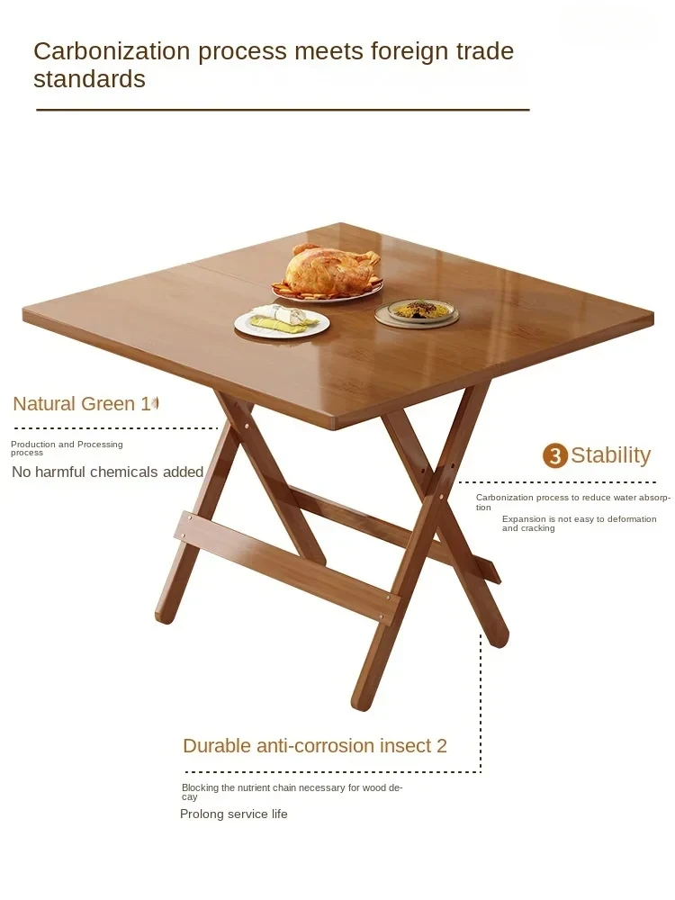 for Foldable Table Square Dining Table Portable Outdoor Bamboo Storage