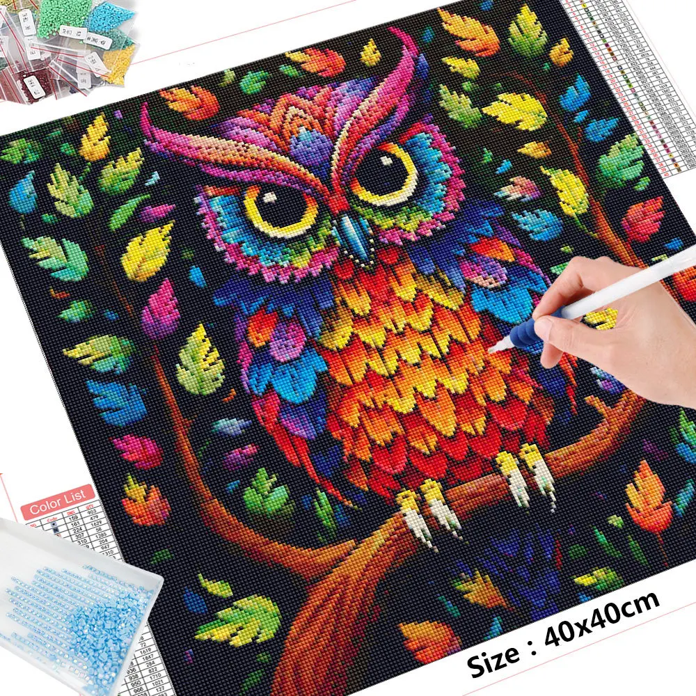HUACAN Animal Diamond Painting New Collection 2023 Owl Full Square Round  Mosaic Flower Paintings For Interior - AliExpress