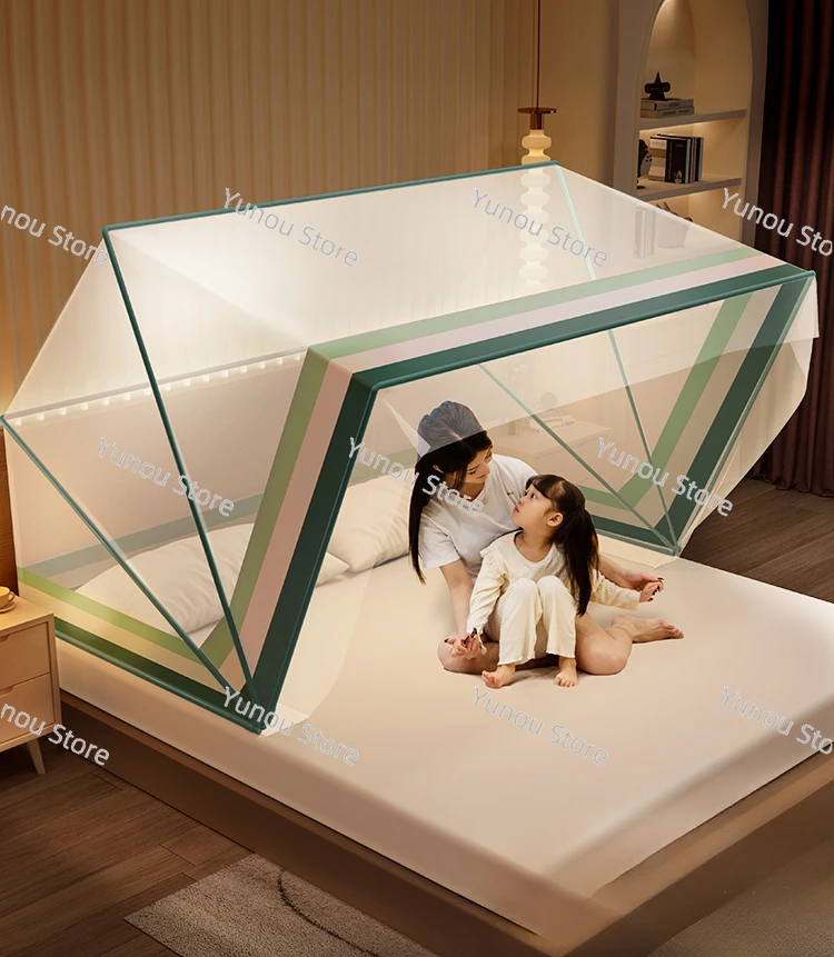 2024-new-model-non-installation-foldable-mosquito-net-household-bedroom-pattern-tent-yurt-dormitory-top-tent-bedspread