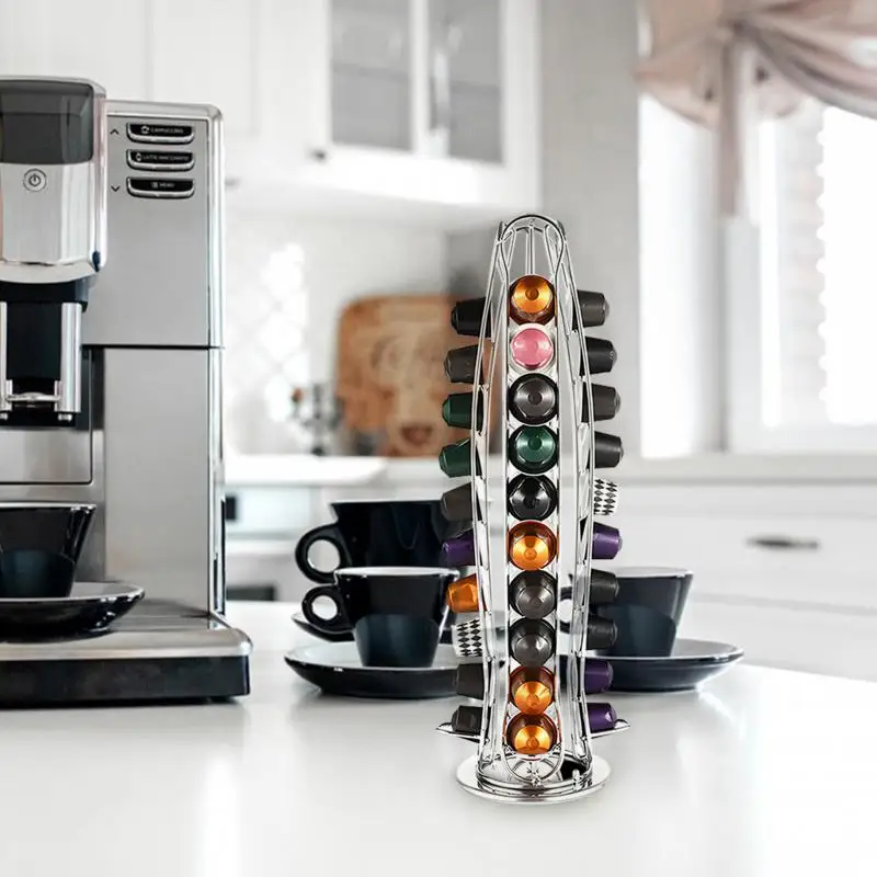 Girevole Nespresso Vertuo Line Coffee Pod Holder Display Capsule Rack Tower Storage Scaffali 40 Tazze Capsule Accessori Per Caffè