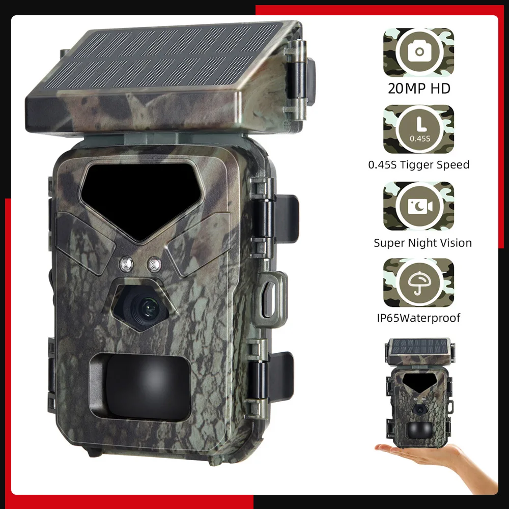 Hunting Trail Camera Solar 20MP/1080P 0.3s Trigger