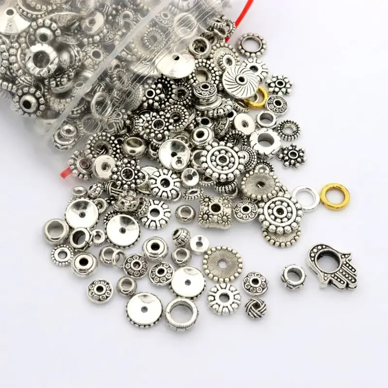 50 100 stücke Mixed Antike Silber Farbe Spacer Lose Metall Perlen Für Schmuck Machen Diy Zubehör Großhandel Suply