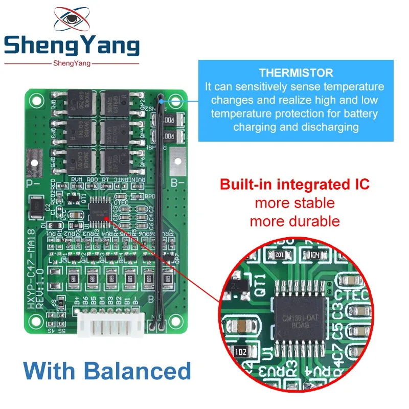 4S/5S/6S/7S BMS 16,8 V 21 V 20A 18650 Li-Ion Lmo Ternäre Lithium Batterie Balance Ladegerät Schutz Bord Temperatur Schützen