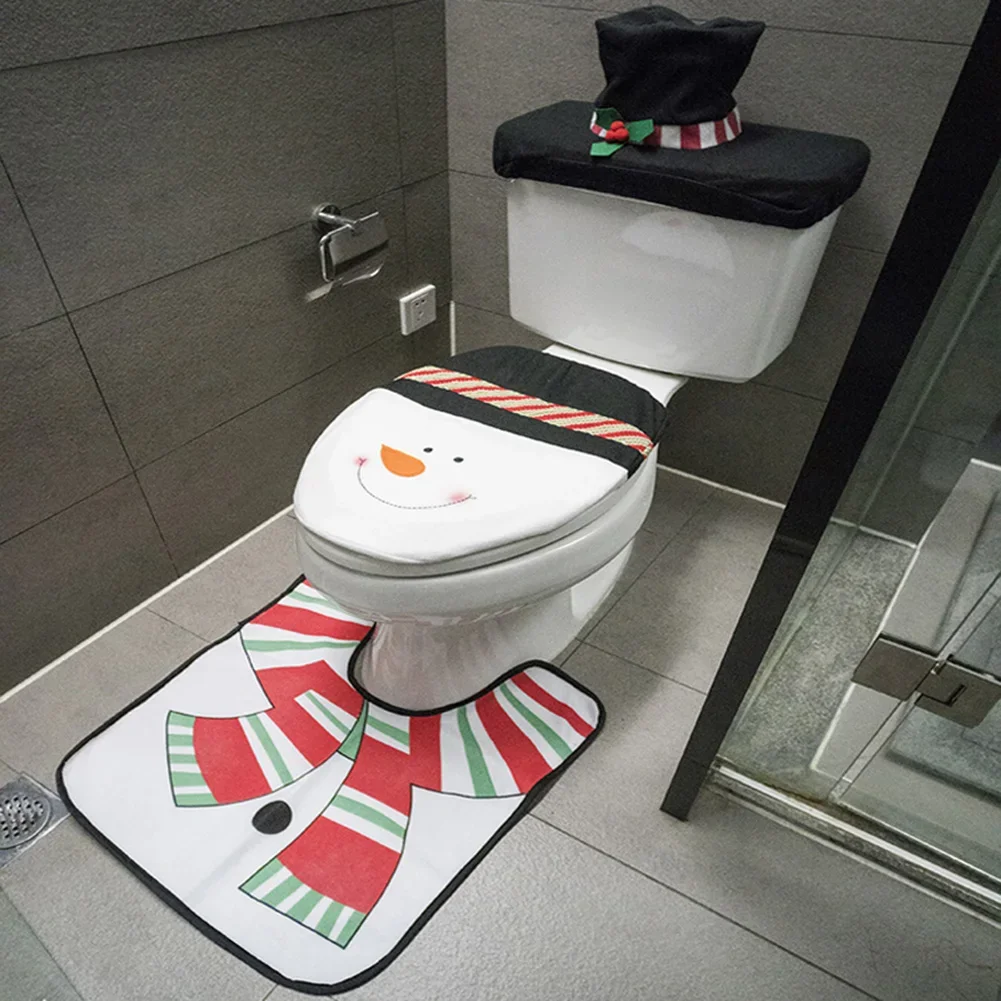 Christmas Toilet Seat Covers Creative Santa Claus Bathroom Mat 3