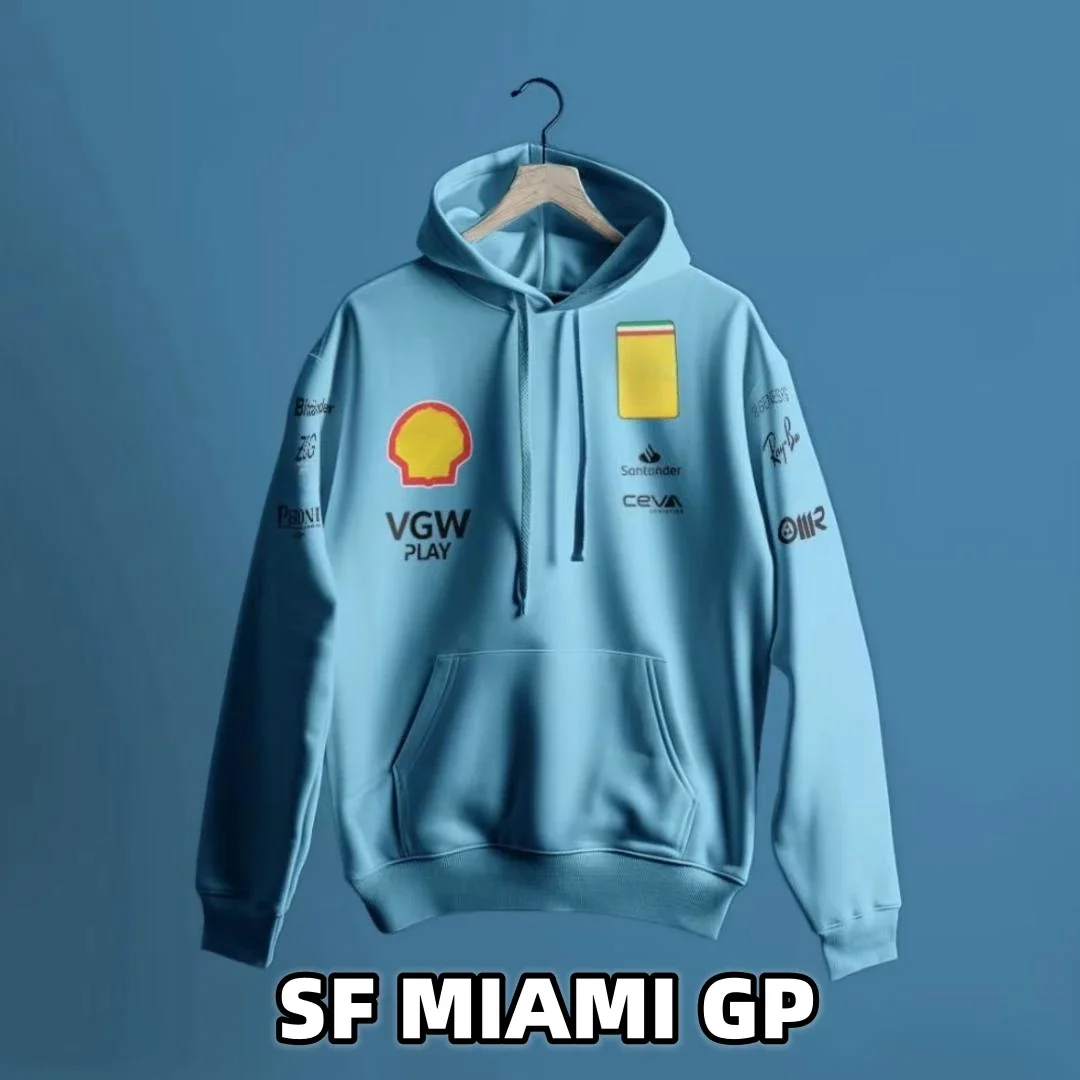 

Katoenen Sf Team 2024 F1 Charles Leclerc Miami Gp Hoodie Formule Één Uniform Carlos Sainz Shirt Hoodie Fan Supporter Tees