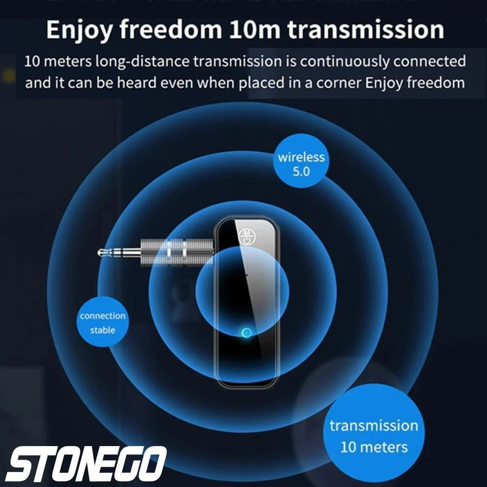 블루투스 5.0 무선 오디오 어댑터 3.5mm AUX 스테레오 수신기 송신기(자동차 홈 스피커 TV용)