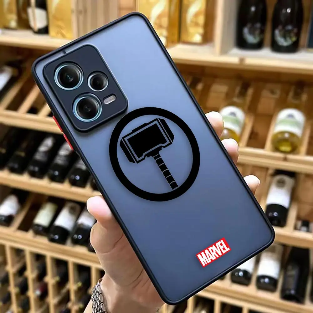 thumbnail image 1 of Matte Case for Redmi NOTE 12 11 10 11S 10S 9 9S 9T 8 7 6 5 4 3PRO PLUS 4G 5G Case Funda Coque Shell Marvel Logo Lron Spider-Aan, 1 of 5