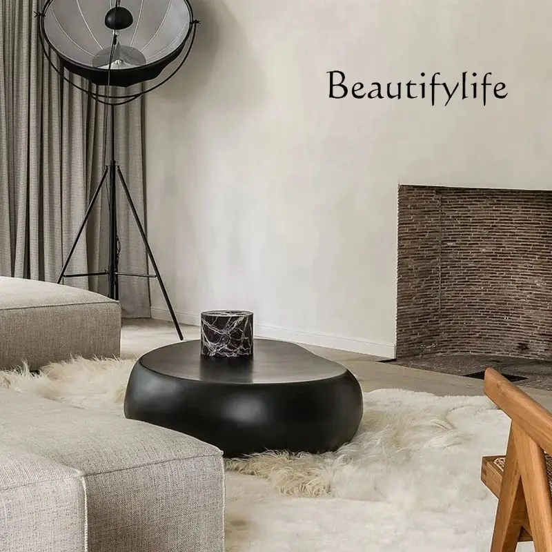 

Nordic Art Tea Table Stone Style Italian Designer Model round Stone Coffee Table Tea Table