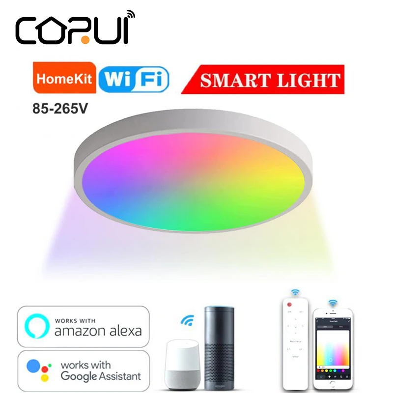 Homekit WIFI + BLE LED 천장 조명 거실 플러시 마운트 스마트 천장 조명 RGB Dimmable 30W 2200LM Alexa Google 홈 작업