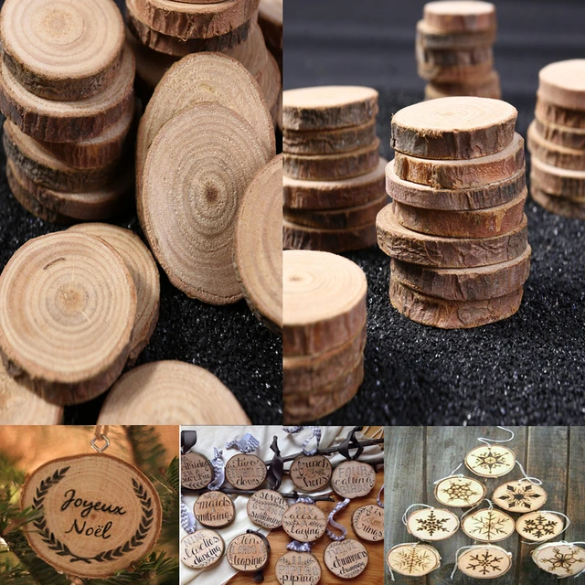 30Pcs Natural Wood Slices Unfinished Wooden Slices Rustic Pieces