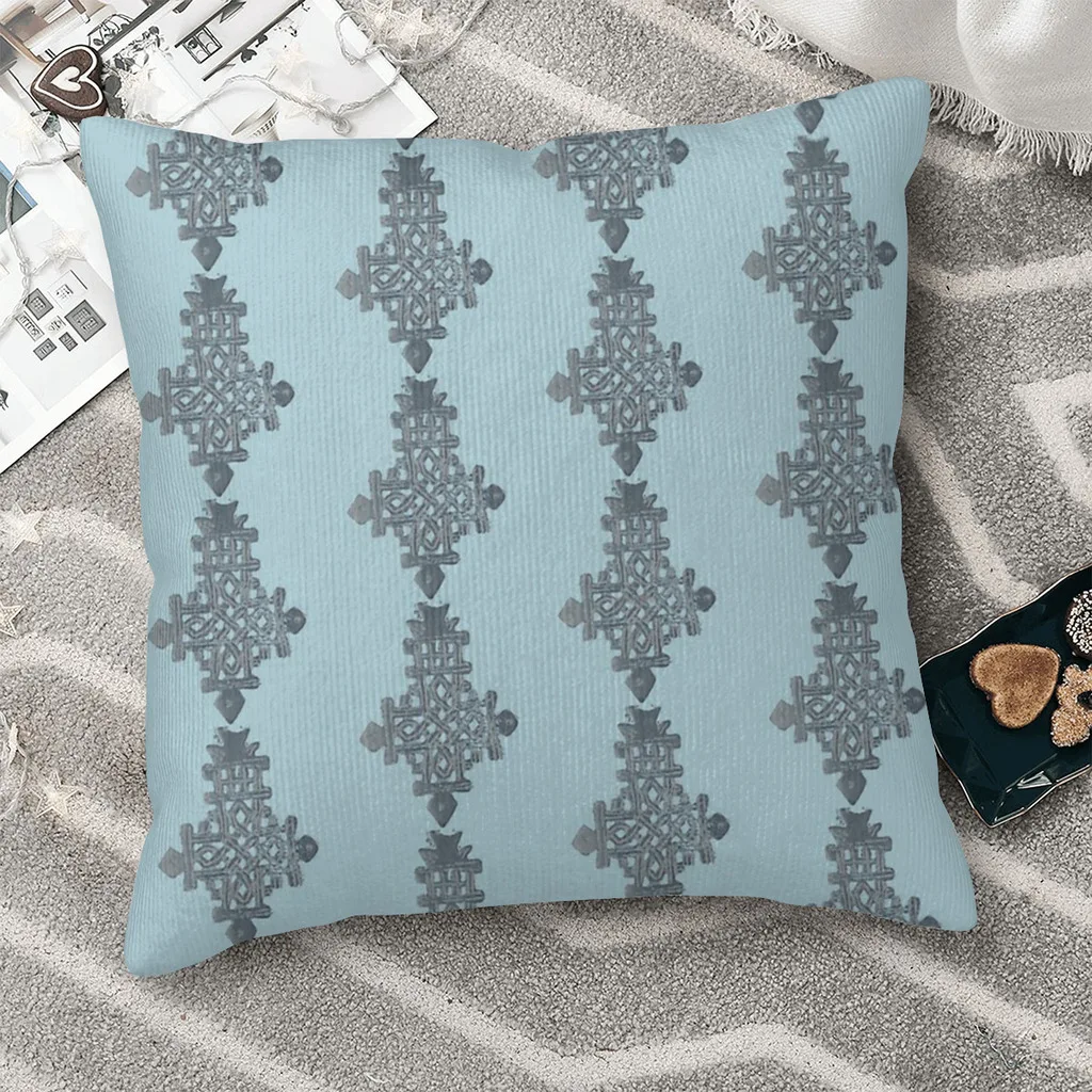 

Голубая яркая декоративная Мягкая Наволочка в виде эфиопского Креста для дома и сада