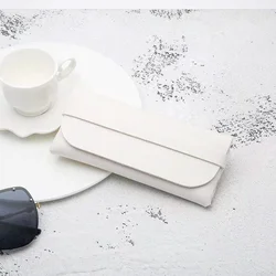 Elegant Monochrome Leather Glasses Cases - Stylish Protective Travel Pouches (WHITE)