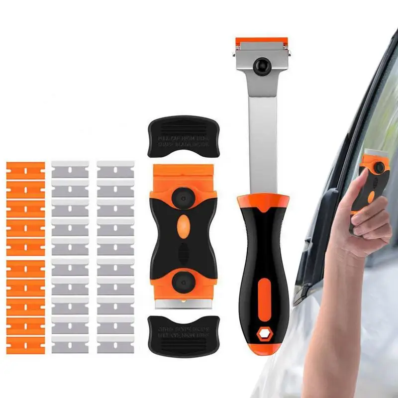 

Decal Remover Scraper Multi-Purpose Razor Blade Scraper Razor Scraper With 30pcs Extra Blades Cleaning Scraper Tool Window