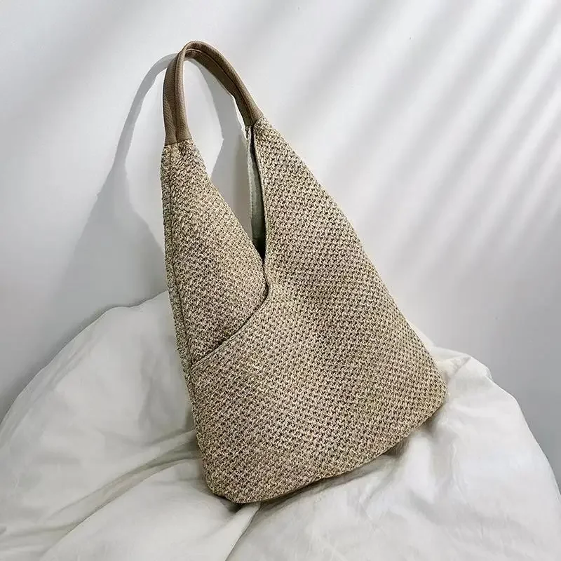 

Summer Straw Bag for Women, New Fashion, Advanced Sense, Large Commuter Tote Bag, Texture Shoulder Beach Bag, 2024