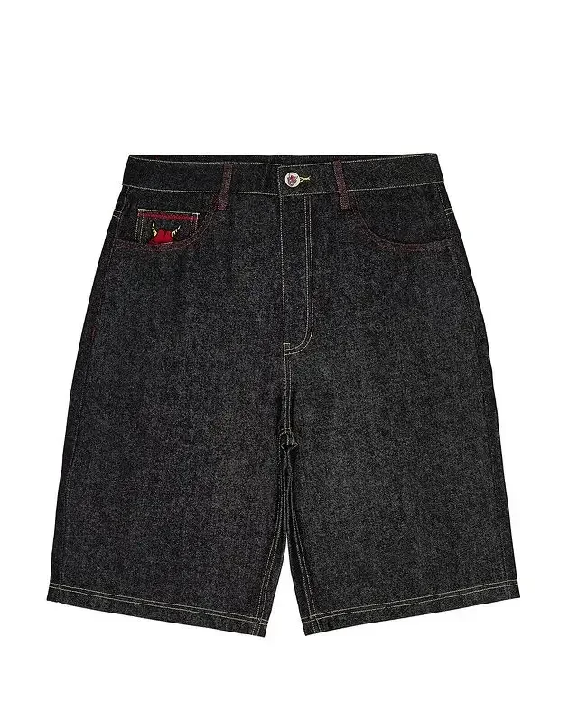 American ins hip-hop street clothing men shorts Y2k Harajuku pattern denim couple sports pants Gothic basketball shorts