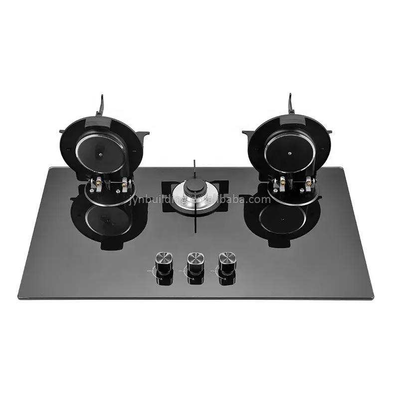 Flip Top gas cooker LPG gas cooktops glass top battery 3 burner Kitchen stove