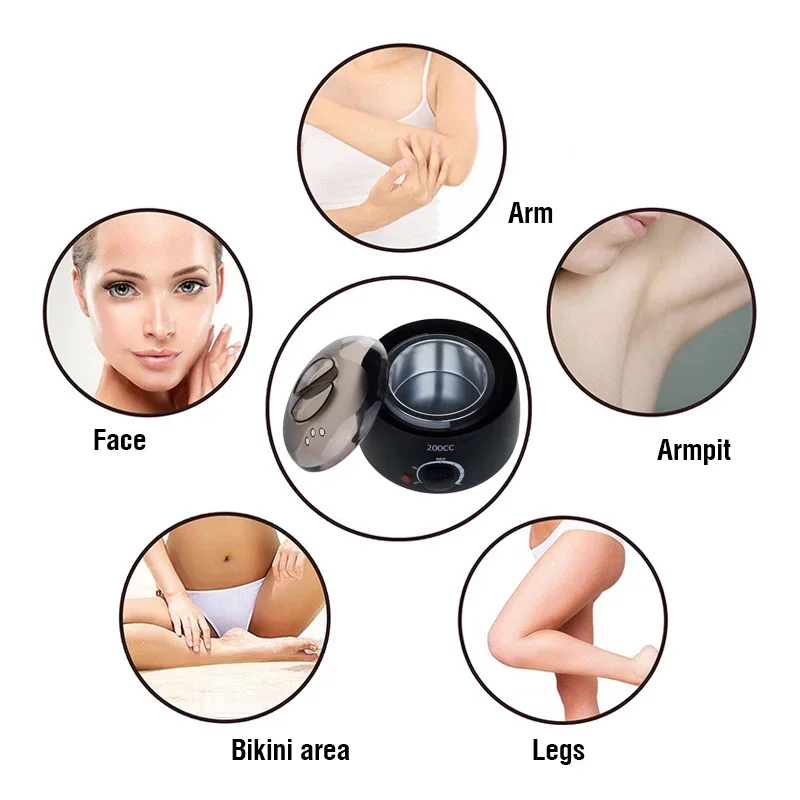 Wax Heater Hair Removal Wax Hair Removal Tool Beauty Wax Wax Heater Warmer Wax Machine For Hair Removal Depilation Dipping Epilator Paraffin Pot and Wood Sticks Kit Machine