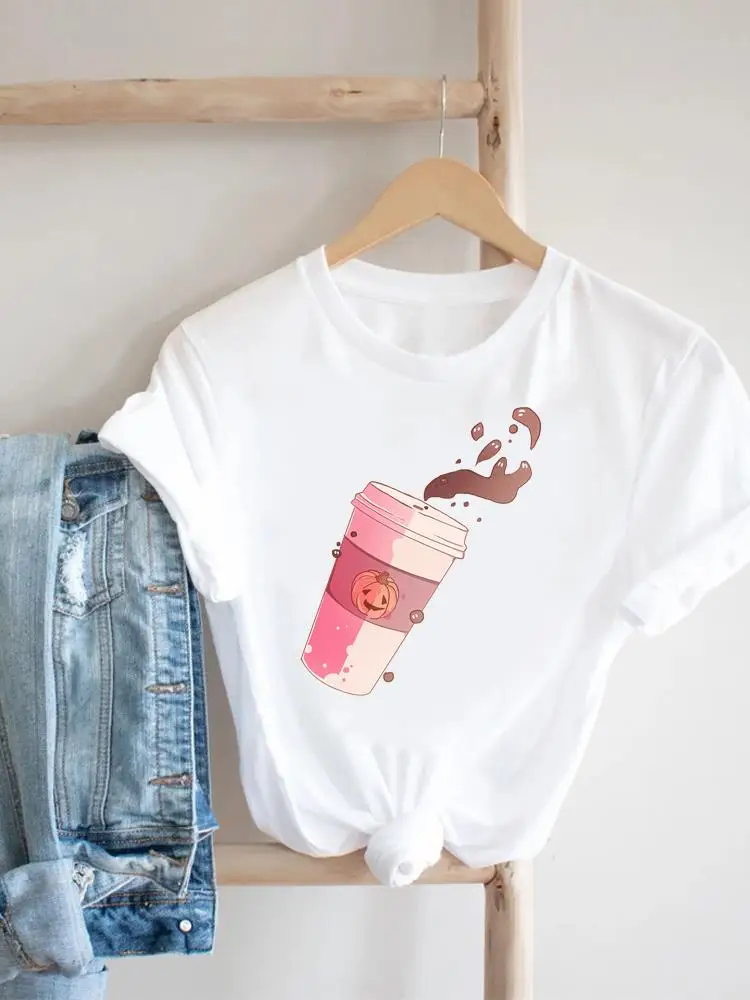 

Halloween Print T-shirt Top Thanksgiving Fall Autumn Graphic T Shirt Pumpkin Spice Style Clothing Female Women Fashion Tee