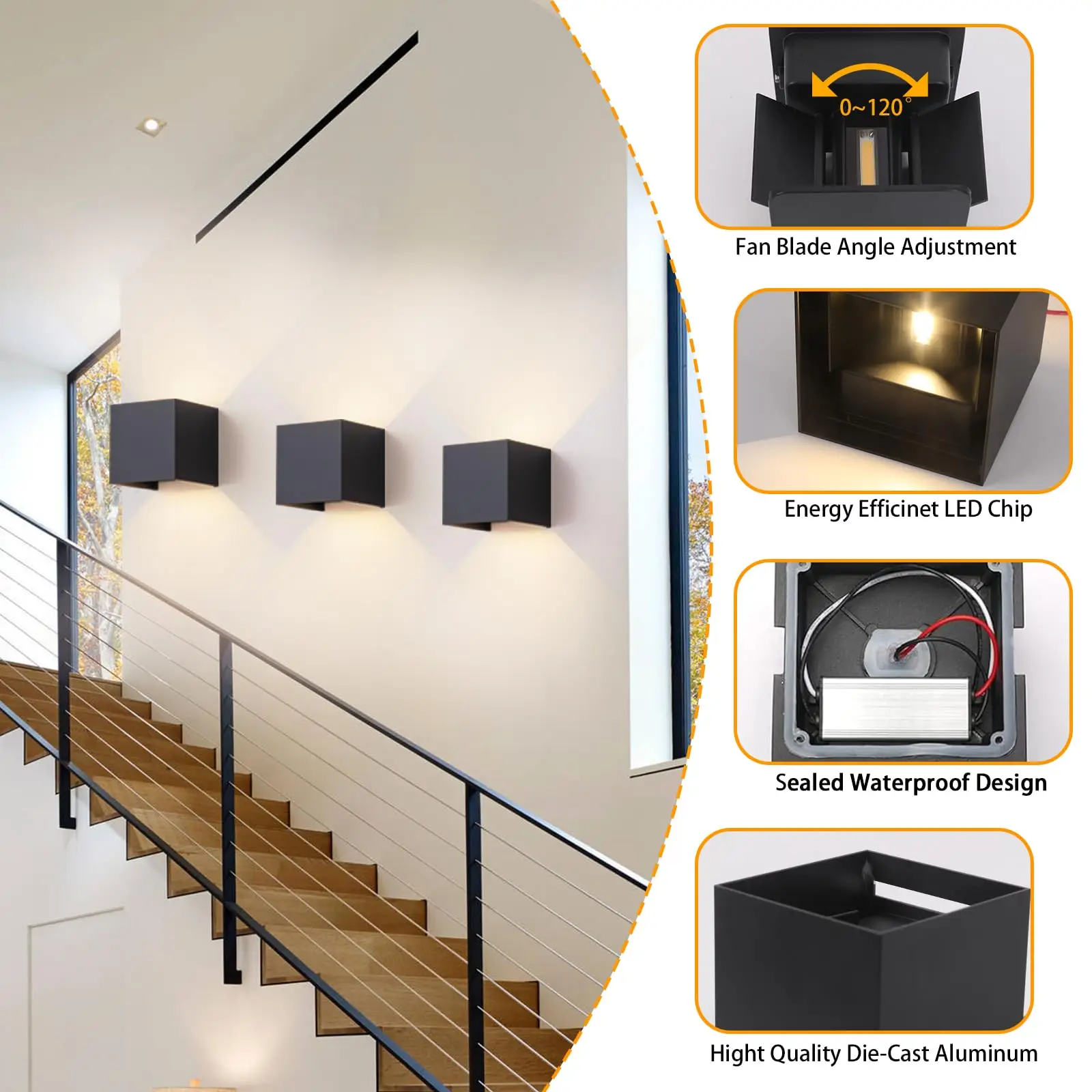 LED Lights Aluminium Wall Lamp AC85-265V Cold/Warm White Ajusted Beam Angle Room Decoration For Wall Panels Indoor Outdoor Porch