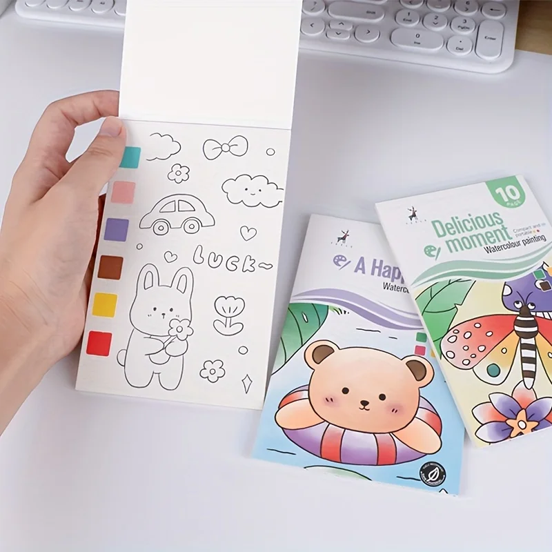 Watercolor Painting Book with 1 Book 1 pen Water Powder Graffiti Drawing Self-contained Paint Picture Coloring Painting Paper - 3