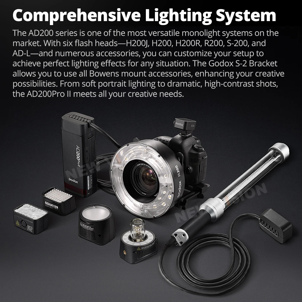 Godox AD200ProII AD200Pro II TTL 2.4G Wireless Camera Pocket Flash Compatible with Nikon Canon Sony Fuji Olympus On Camera Flash Camera Flash