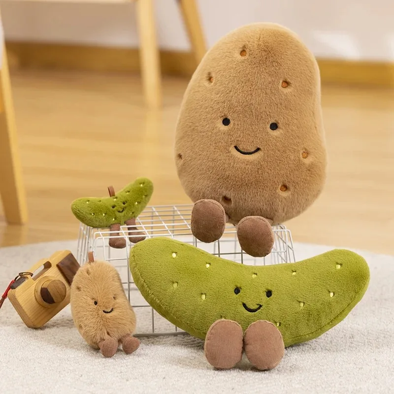 

Simulation Cute Smile Potatoes Sour Cucumber Dolls Soft Stuffed Plants Funny Plush Toys for Girls Kids Birthday Gifts Home Decor