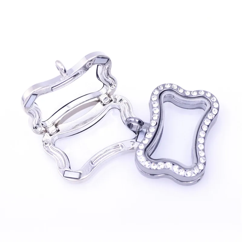 5Pcs Alloy Plain Bow-knot Glass Memory Floating Locket Charm Pendant Necklace Keychain For Men Women Gift Jewelry Making Bulk